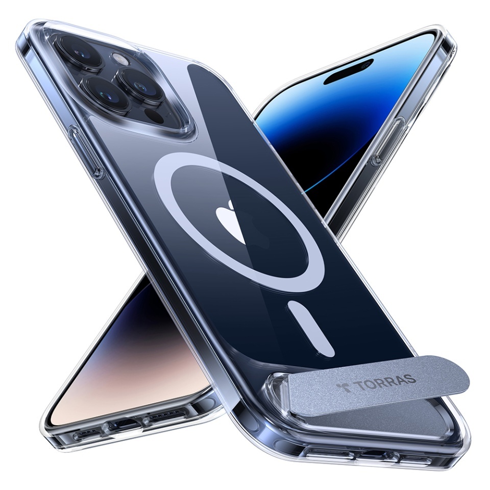 Husa pentru iPhone 15 Pro, Torras Pstand MagSafe, Transparenta