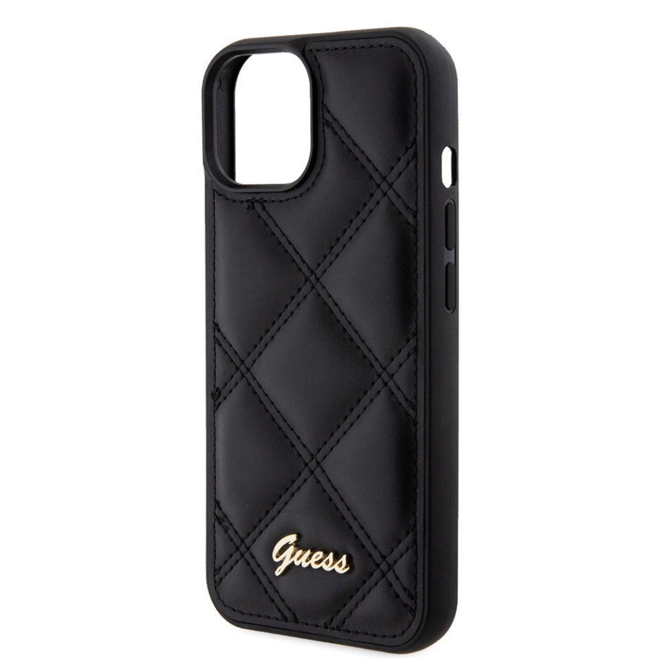 Husa pentru iPhone 15 Quilted Metal Logo, Guess - Negru - 3 | YEO