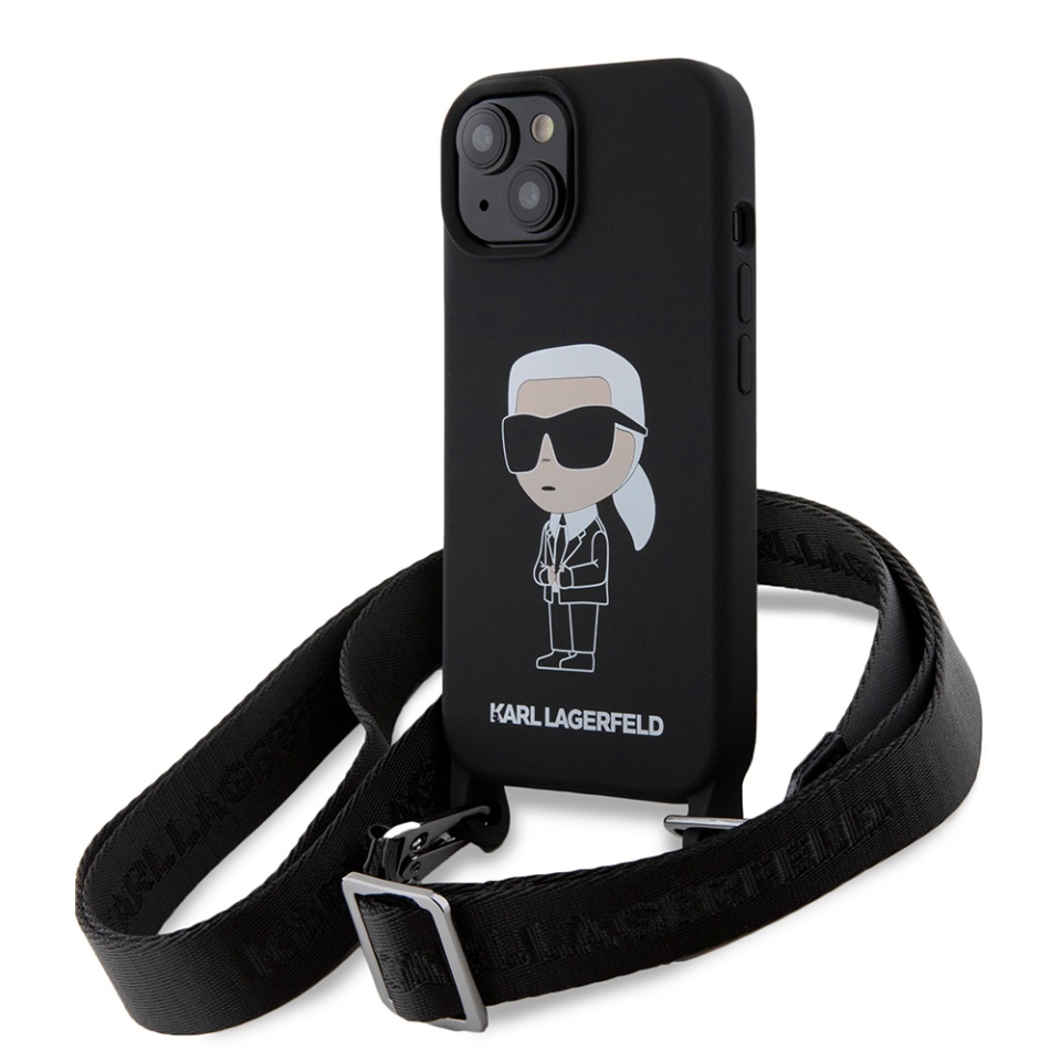 Husa pentru iPhone 15, Silicone, Karl Lagerfeld, Negru