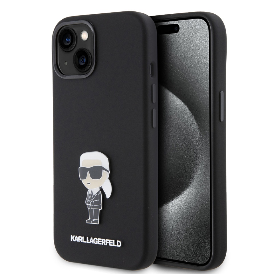 Husa pentru iPhone 15, Silicone, Karl Lagerfeld, Negru