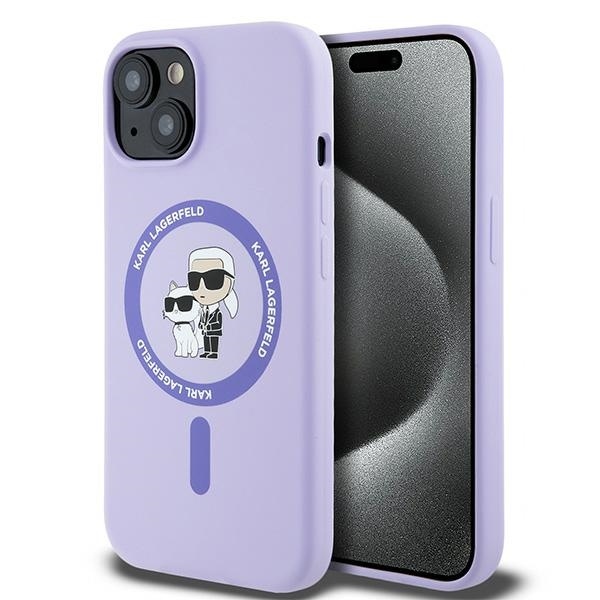 Husa pentru iPhone 15, Silicone MagSafe, Karl Lagerfeld - Mov