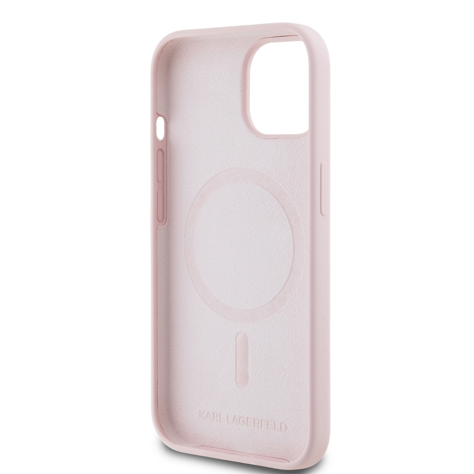 Husa pentru iPhone 15, Silicone MagSafe, Karl Lagerfeld - Roz - 1 | YEO