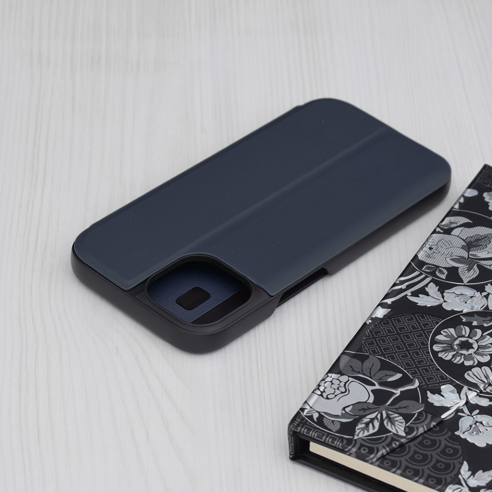 Husa pentru iPhone 15, SKYDDAR INNOVATION, eFold, tip carte, Albastru, set cu sticker - 1 | YEO