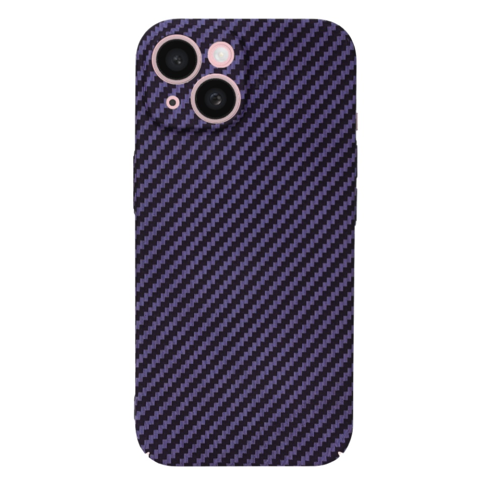 Husa pentru iPhone 15, SKYDDAR INNOVATION, textura carbon, Carbonite FiberShell, Mov, set cu sticker - 2 | YEO