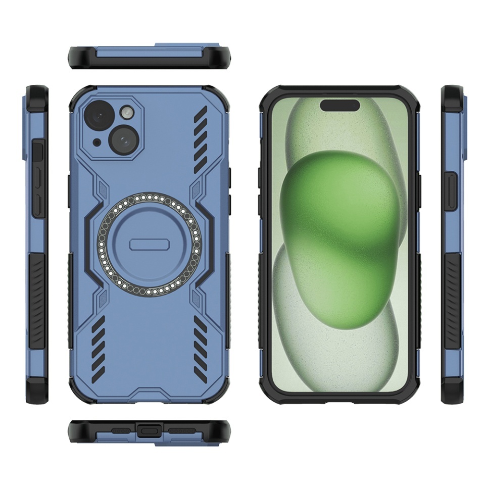 Husa pentru iPhone 15, SKYDDAR INOVATION, ArmorMag, Magsafe, set cu sticker, Albastru - 3 | YEO