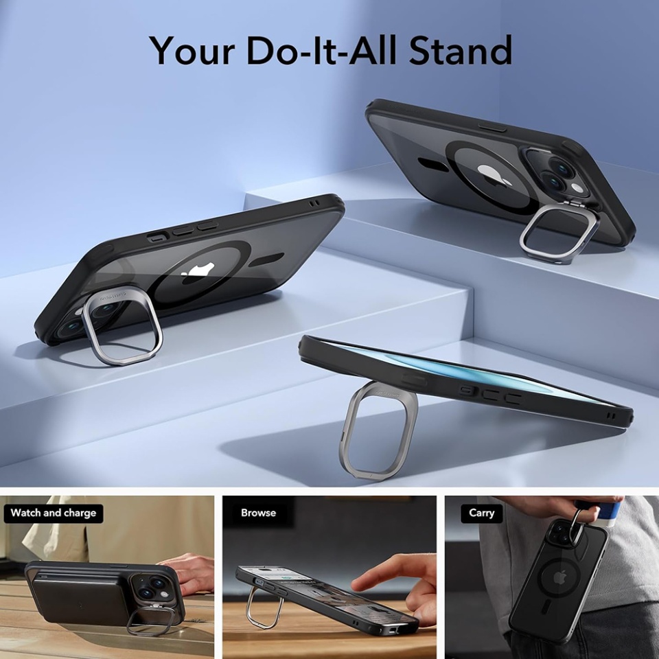 Husa pentru iPhone 15, slim MagSafe, Classic Hybrid HaloLock Kickstand ESR - Negru - 1 | YEO