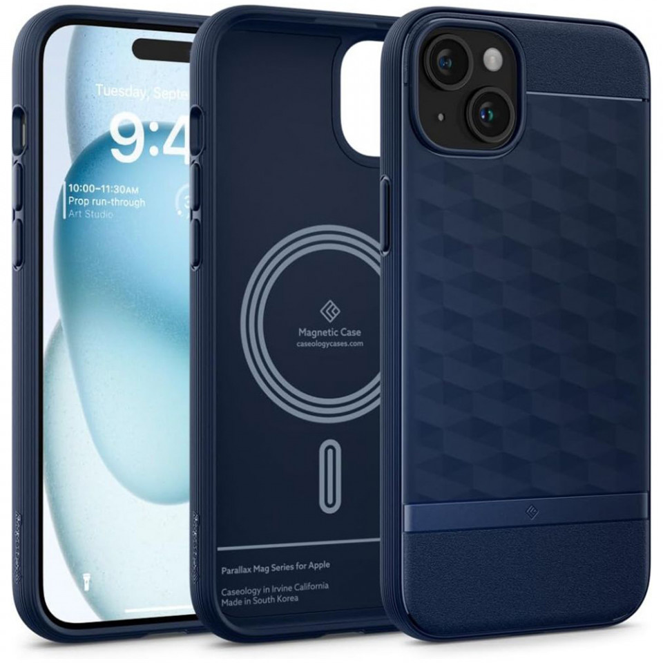 Husa pentru iPhone 15, Spigen Caseology Parallax MagSafe - Midnight Blue