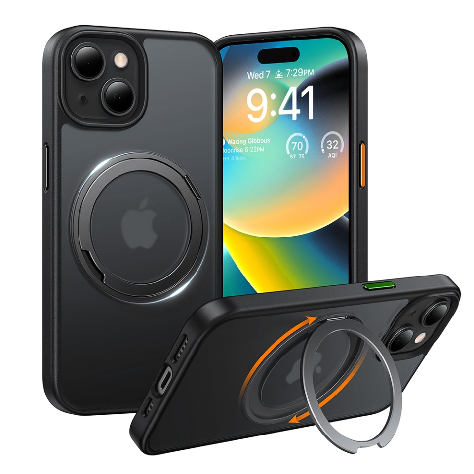 Husa pentru iPhone 15, Torras Ostand Pro MagSafe, Negru