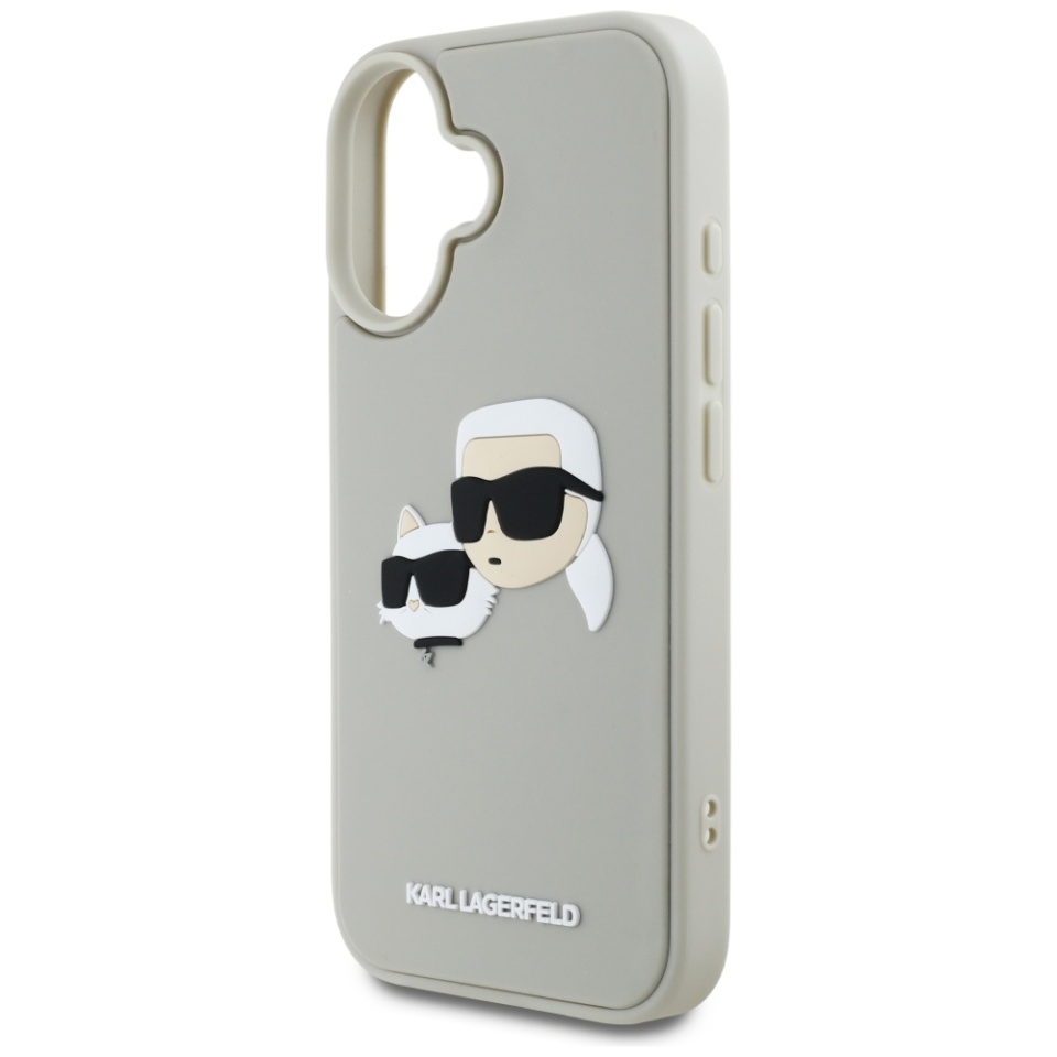 Husa pentru iPhone 16, 3D Design, Karl Lagerfeld, Bej - 1 | YEO