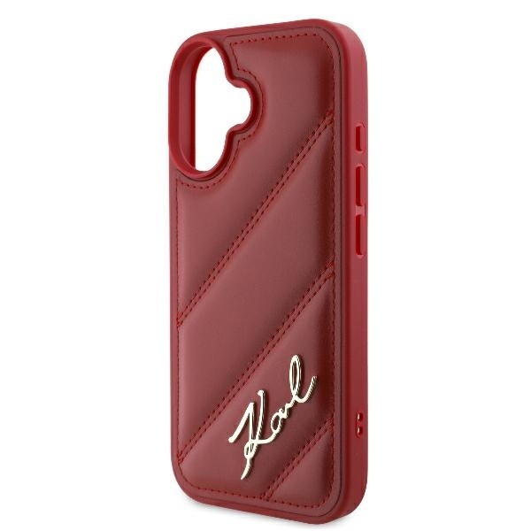 Husa pentru iPhone 16, Diagonal Quilted, Karl Lagerfeld, Rosu - 1 | YEO