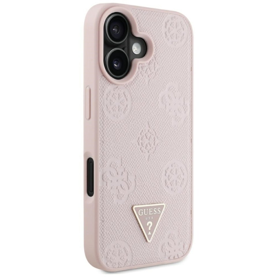 Husa pentru iPhone 16, Grained Triangle, Guess, Roz - 1 | YEO