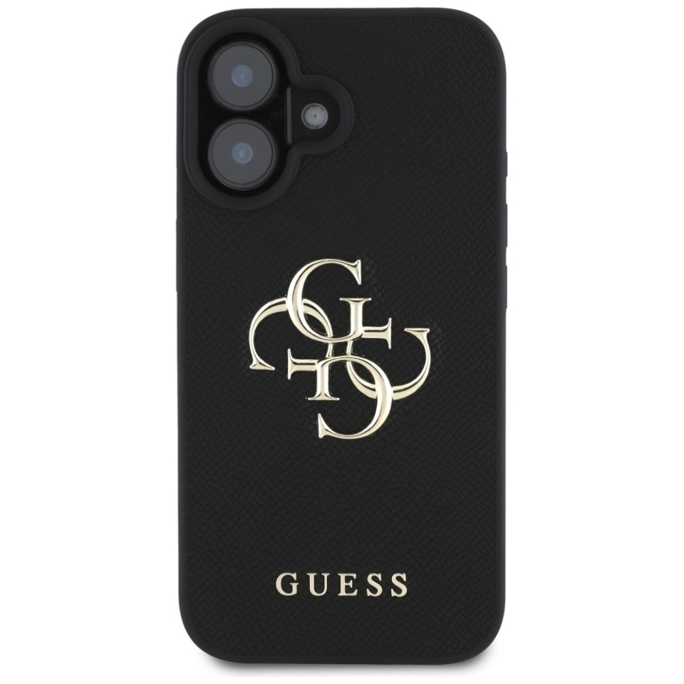 Husa pentru iPhone 16, Guess, Hardcase Grained Big 4G Logo Small Classic Logo, Protectie Slim, Negru - 2 | YEO