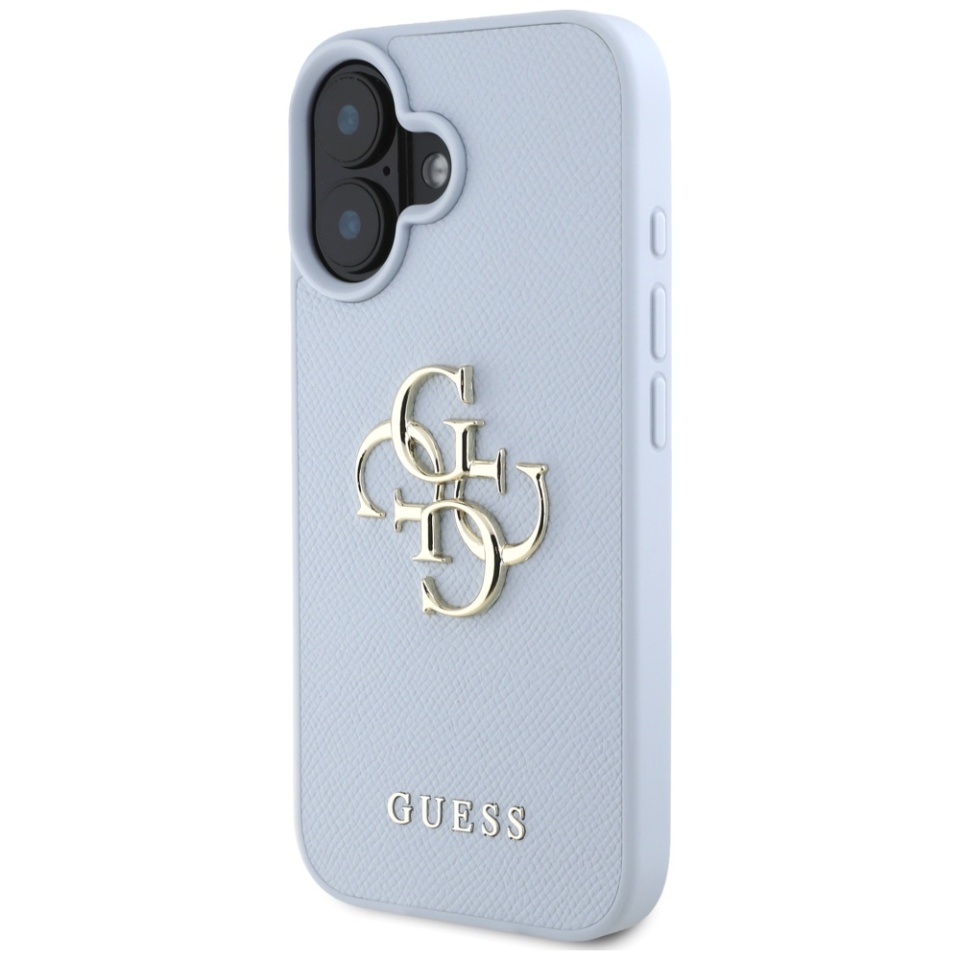 Husa pentru iPhone 16, Guess, Hardcase Grained Big 4G Logo Small Classic Logo, Protectie Slim, Albastru - 1 | YEO