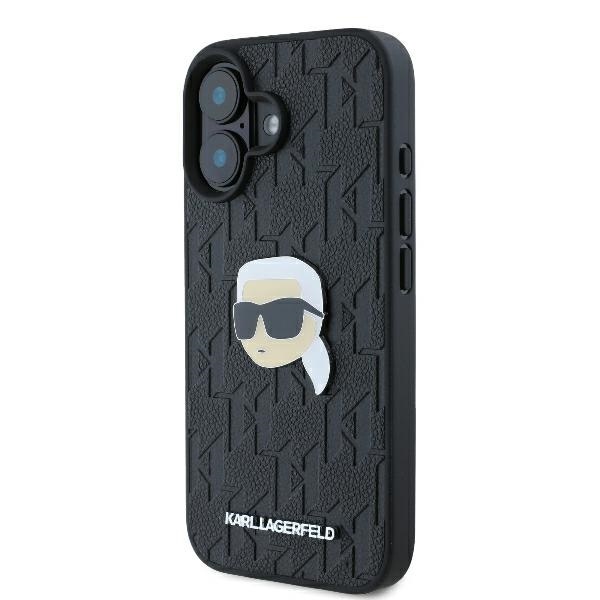 Husa pentru iPhone 16, Hardcase Leather Monogram, Karl Lagerfeld - Negru - 3 | YEO