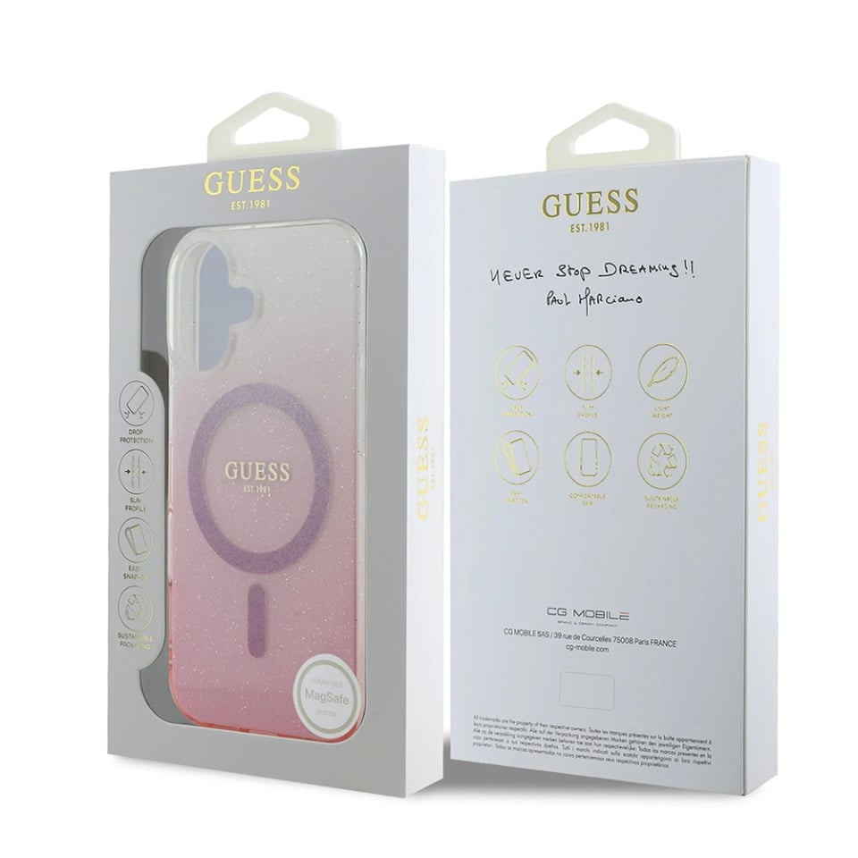 Husa pentru iPhone 16, IML Glitter Gradient MagSafe, Guess - Maro - 7