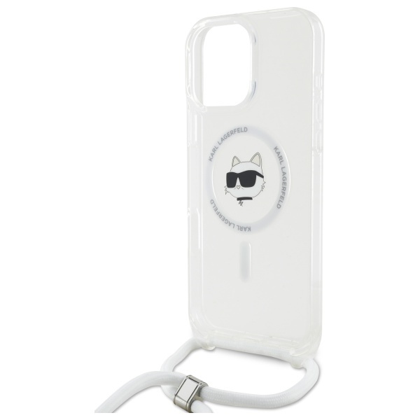 Husa pentru iPhone 16, Karl Lagerfeld, IML Crossbody MagSafe, Transparent Choupette`s Head - 1 | YEO