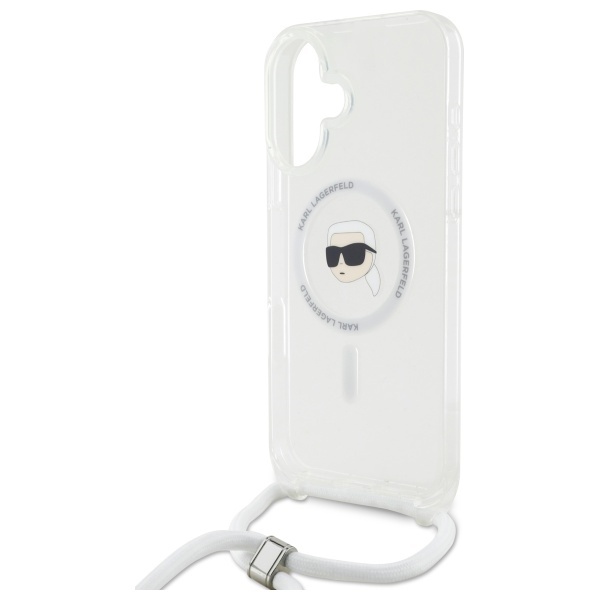 Husa pentru iPhone 16, Karl Lagerfeld, IML Crossbody MagSafe, Transparent Karl Head - 1 | YEO
