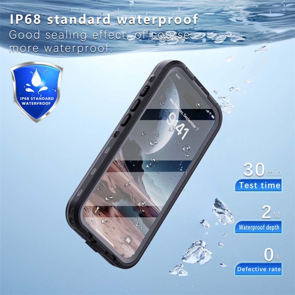 Husa pentru iPhone 16 Plus, ShellBox, Waterproof IP68 Case, Full Body, Protectie Totala, Anti-Soc, Rezistenta la Apa si Praful, Negru - 1 | YEO