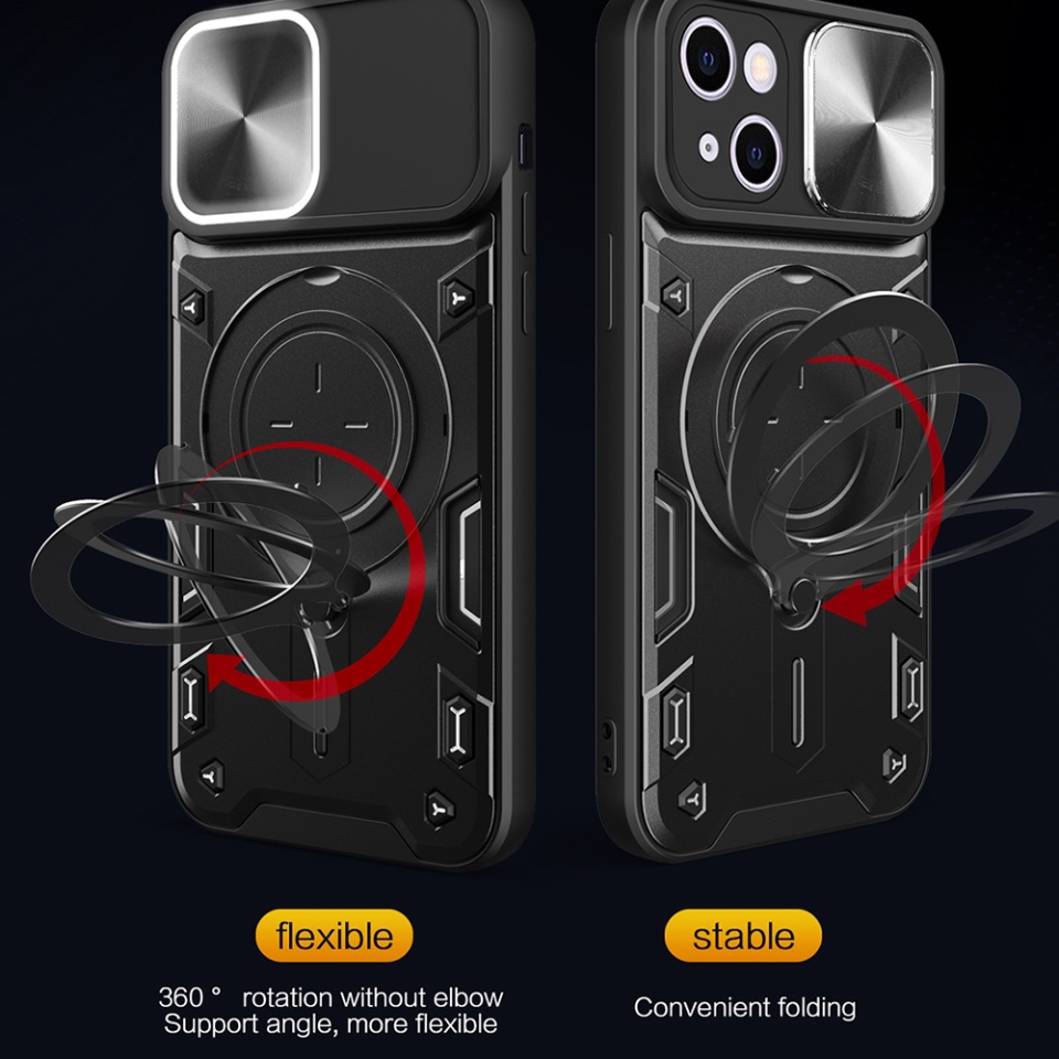 Husa pentru iPhone 16 Plus, SKYDDAR INNOVATION, CamGuard Pro, Inel Magnetic, Protectie Camera, Albastru, set cu sticker - 3 | YEO