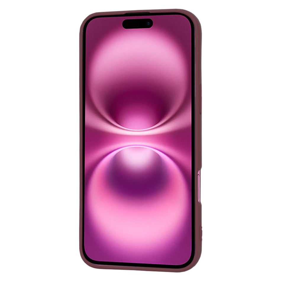 Husa pentru iPhone 16 Plus, SKYDDAR INNOVATION, din Silicon Catifelat, SoftElegance , Bordo, set cu sticker - 1 | YEO