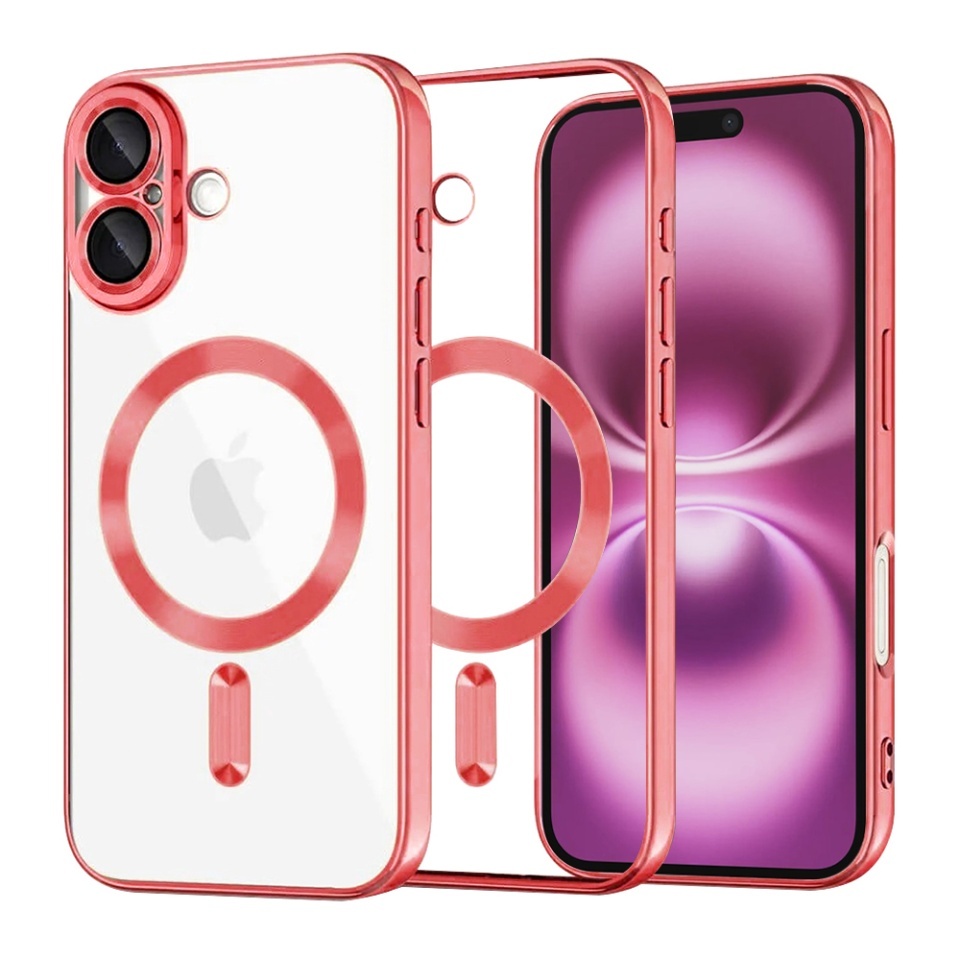 Husa pentru iPhone 16 Plus, SKYDDAR INNOVATION, Luxury Shield Magsafe, Protectie Antisoc, set cu sticker, Rosu
