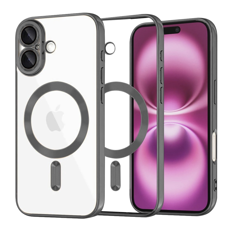 Husa pentru iPhone 16 Plus, SKYDDAR INNOVATION, Luxury Shield Magsafe, Protectie Antisoc, set cu sticker, Negru