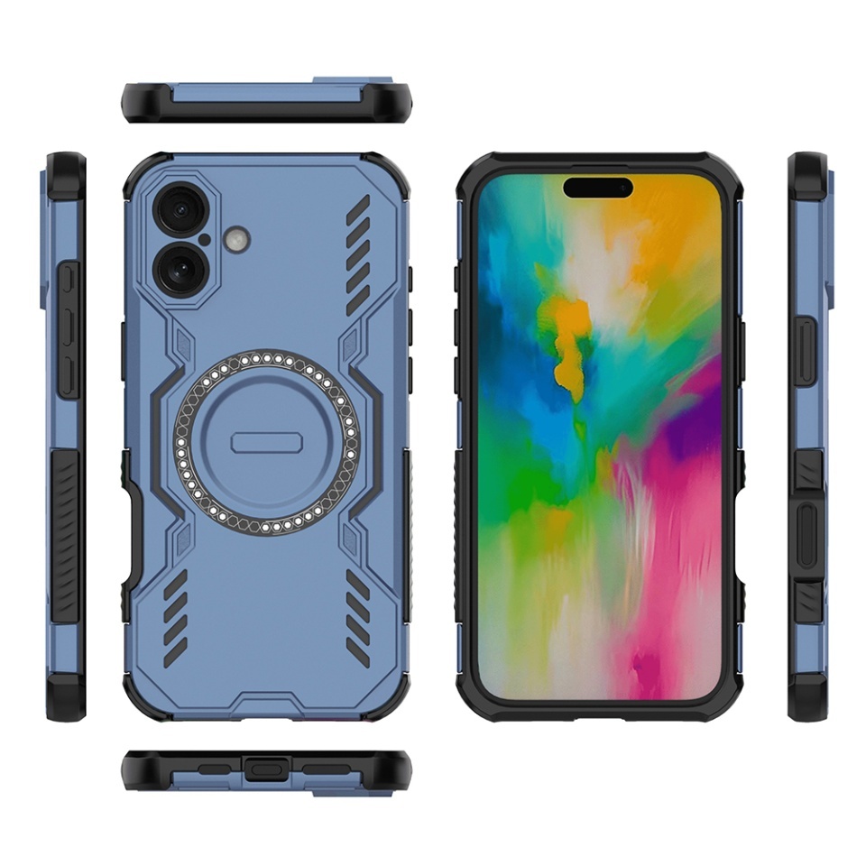 Husa pentru iPhone 16 Plus, SKYDDAR INOVATION, ArmorMag, Magsafe, set cu sticker, Albastru - 3 | YEO