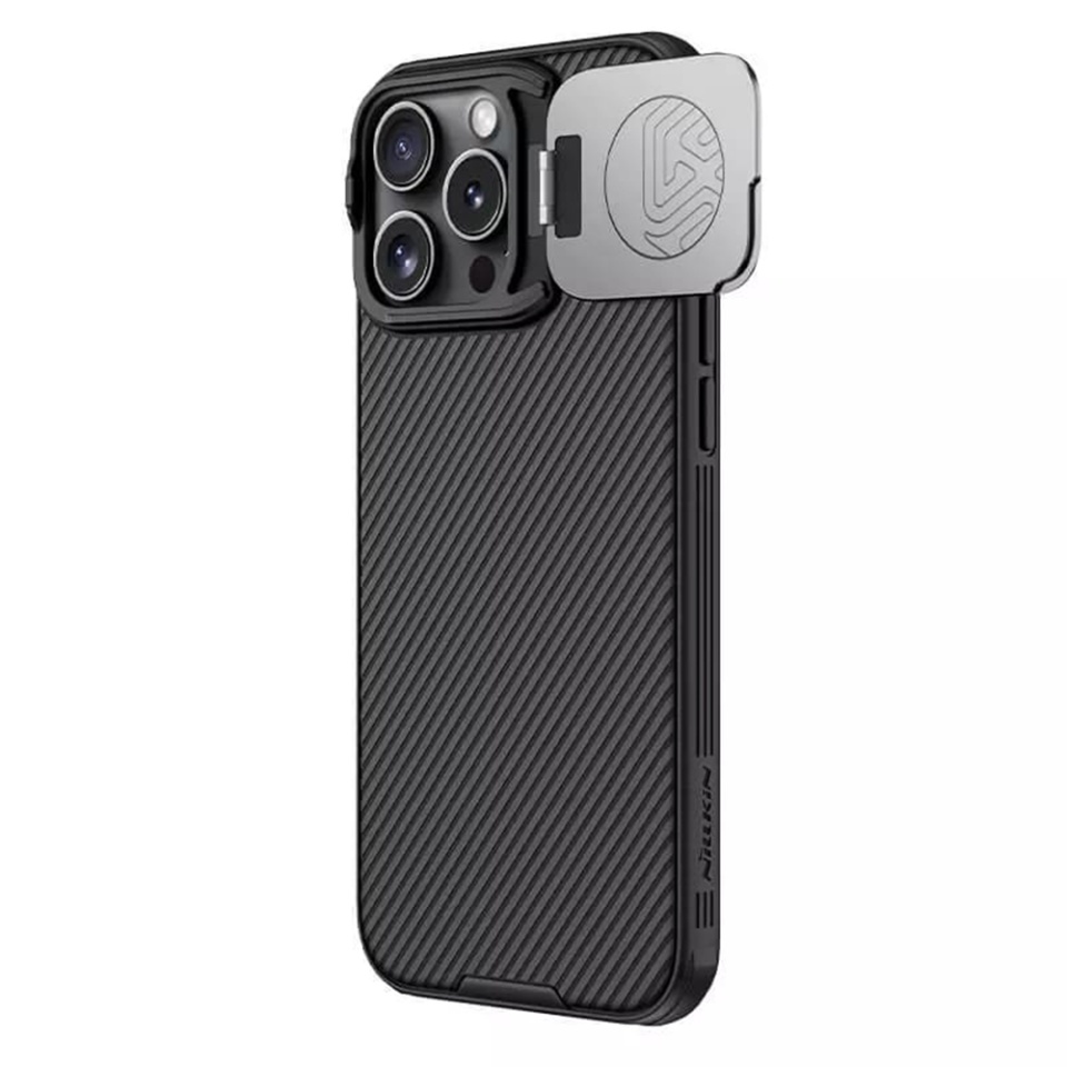 Husa pentru iPhone 16 Pro cu inel magnetic si protectie camera Nillkin CamShield - Negru - 2 | YEO