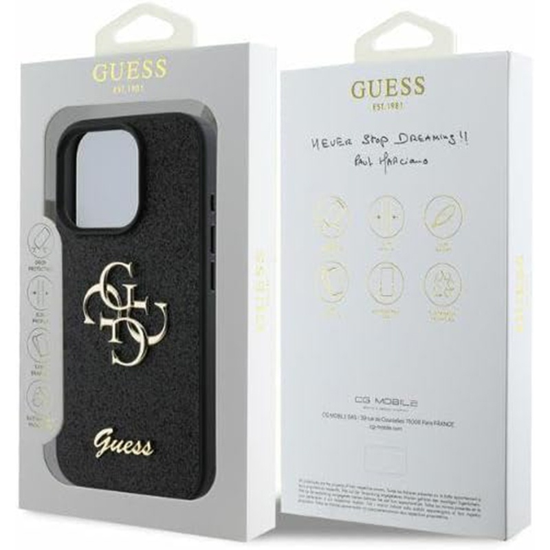 Husa pentru iPhone 16 Pro, Glitter Fixed Big 4G, Protectie Slim, Guess, Negru - 3 | YEO