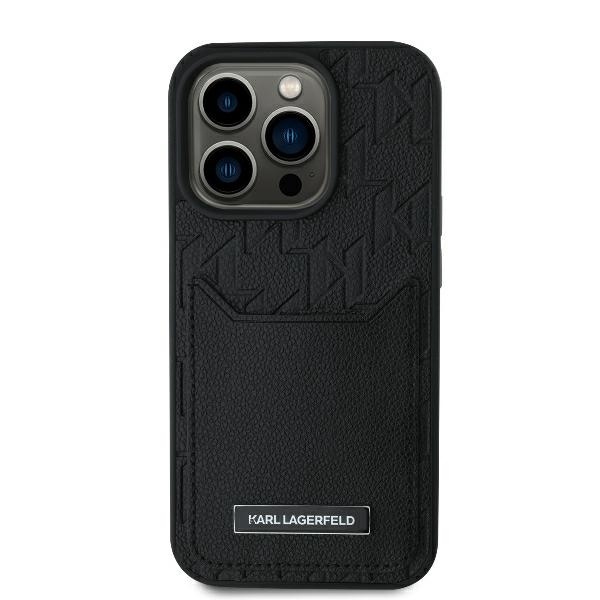 Husa pentru iPhone 16 Pro, Hardcase Leather Monogram, Karl Lagerfeld - Monogram Negru - 3 | YEO