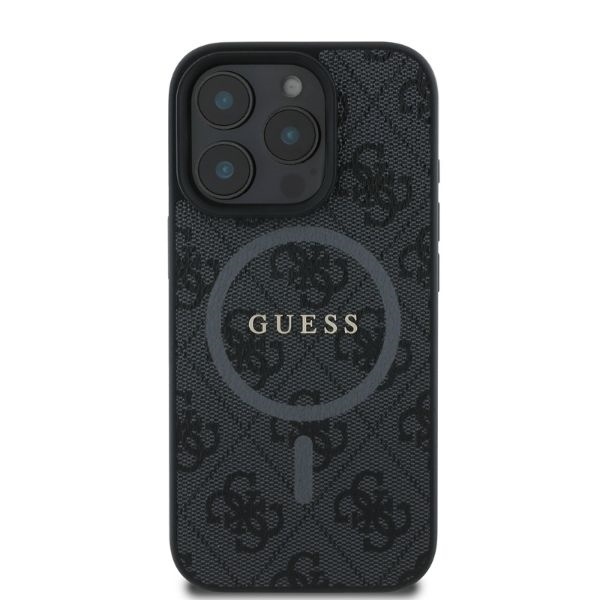 Husa pentru iPhone 16 Pro Max, 4G Ring Classic Logo MagSafe, Guess, Negru - 1 | YEO