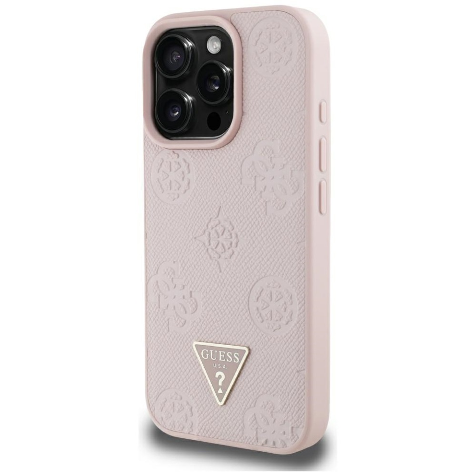 Husa pentru iPhone 16 Pro Max, Grained Triangle, Guess, Roz - 3 | YEO