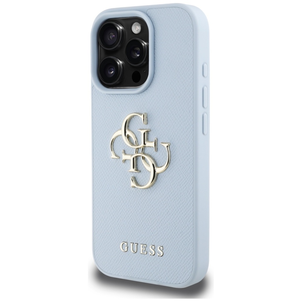 Husa pentru iPhone 16 Pro Max, Guess, Hardcase Grained Big 4G Logo Small Classic Logo, Protectie Slim, Albastru - 1 | YEO