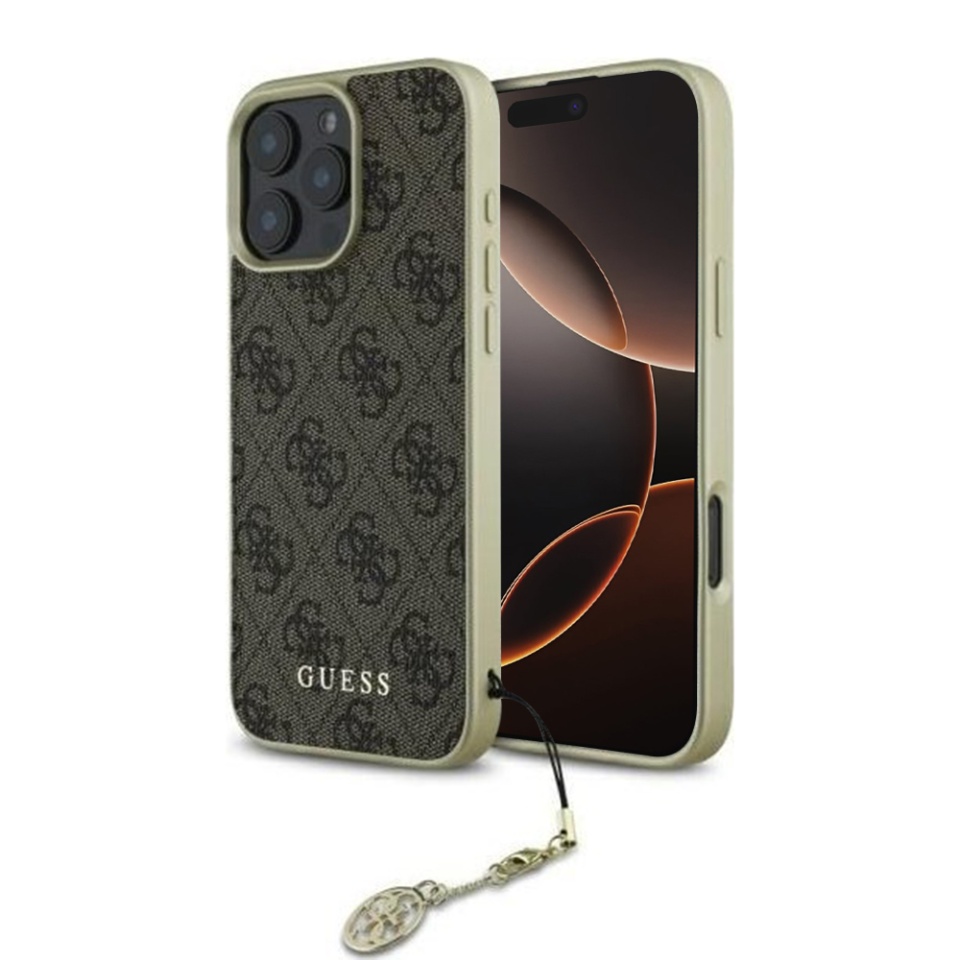 Husa pentru iPhone 16 Pro Max Hardcase 4G Charm, Guess - Maro