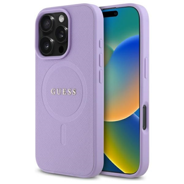 Husa pentru iPhone 16 Pro Max Saffiano MagSafe, Guess - Mov