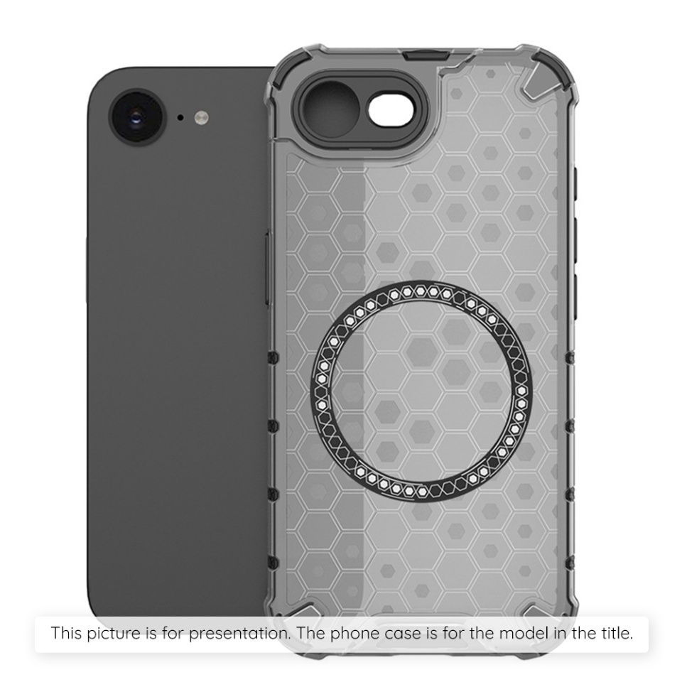 Husa pentru iPhone 16 Pro Max, SKYDDAR INNOVATION, HoneyComb Shield MagSafe, Negru, set cu sticker