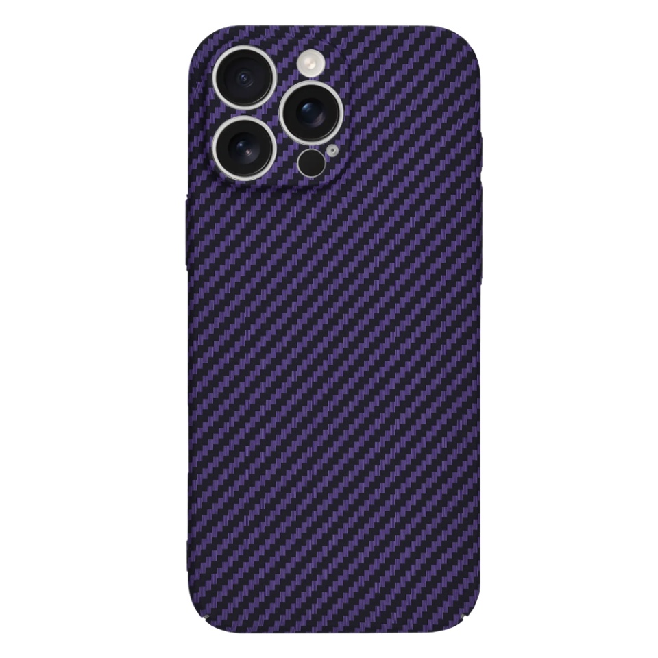 Husa pentru iPhone 16 Pro Max, SKYDDAR INNOVATION, textura carbon, Carbonite FiberShell, Mov, set cu sticker - 2 | YEO