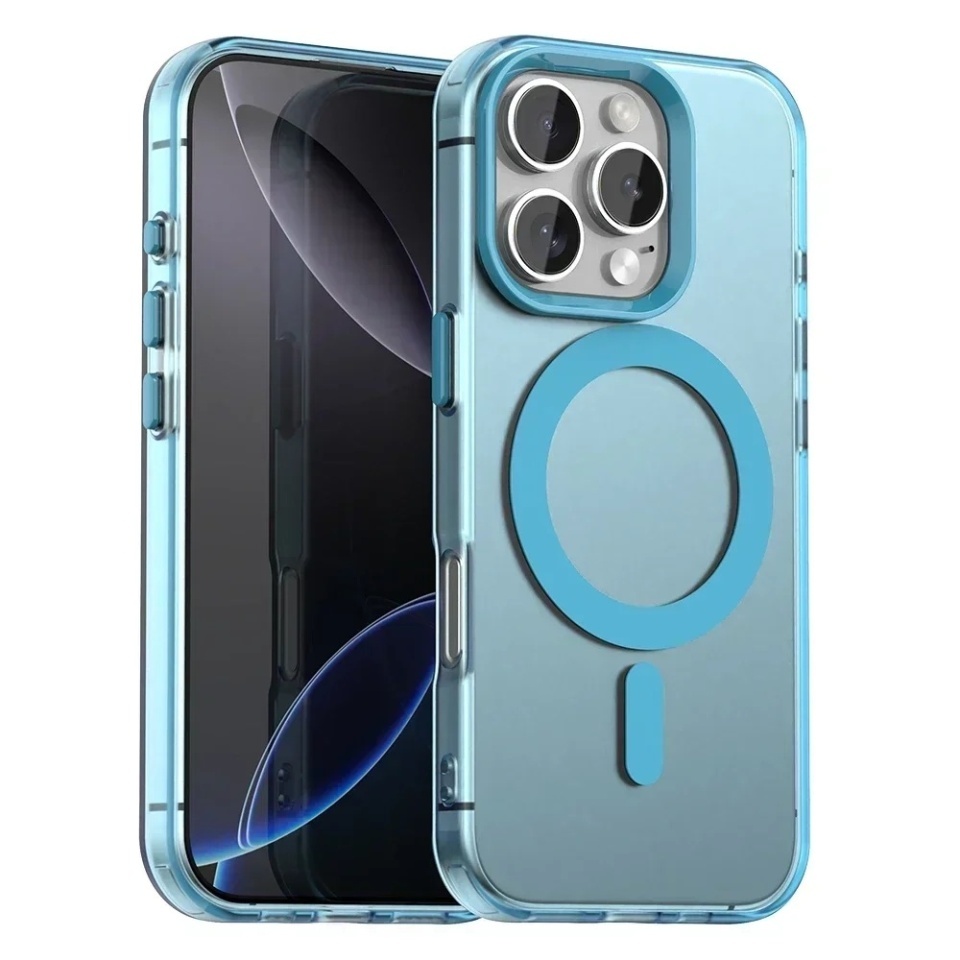 Husa pentru iPhone 16 Pro Max, SKYDDAR INOVATION, CandyCase, Magsafe, set cu sticker, Albastru