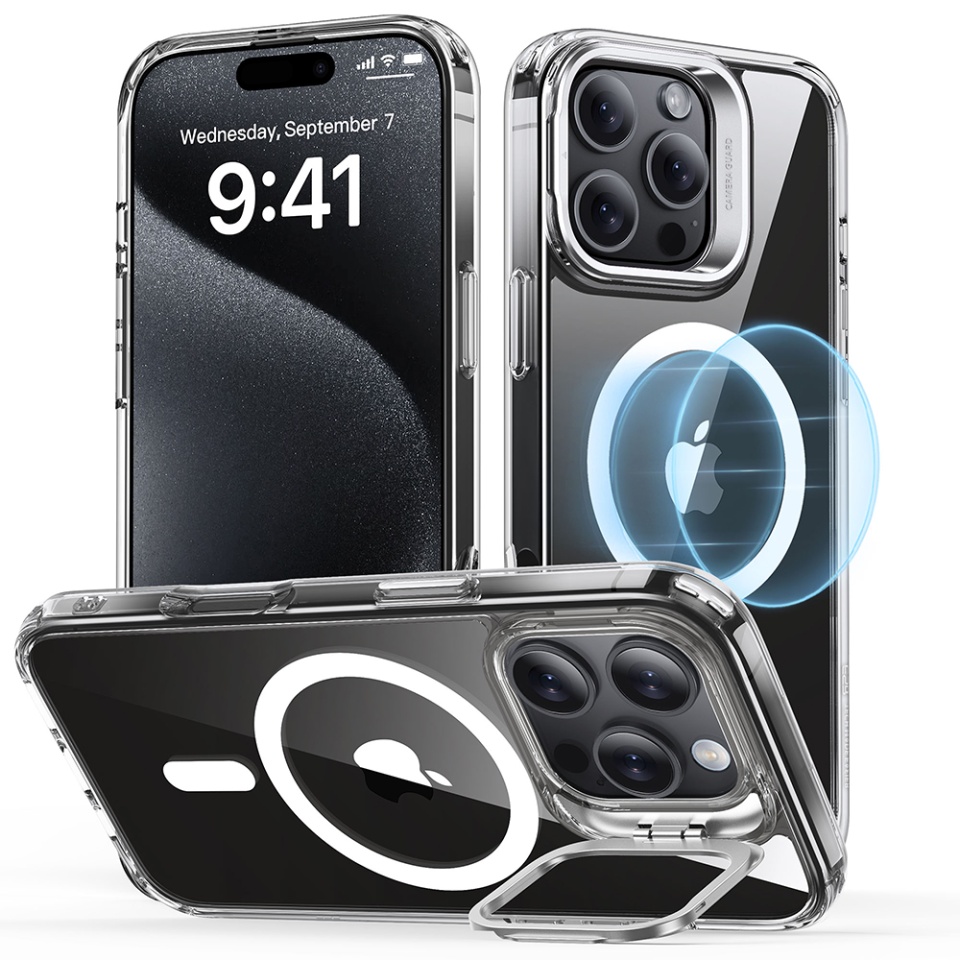 Husa pentru iPhone 16 Pro Max, slim MagSafe, Classic Hybrid HaloLock Kickstand ESR - Transparenta