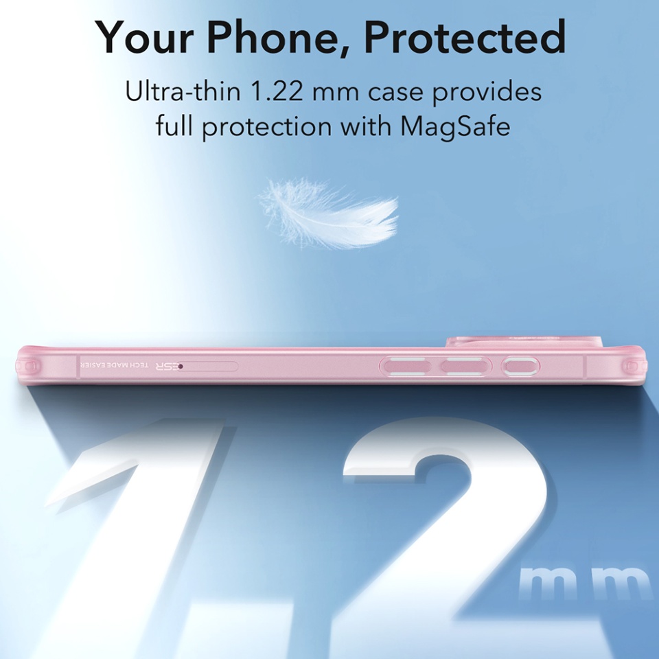 Husa pentru iPhone 16 Pro Max, slim MagSafe, ESR Zero HaloLock - Roz - 1 | YEO
