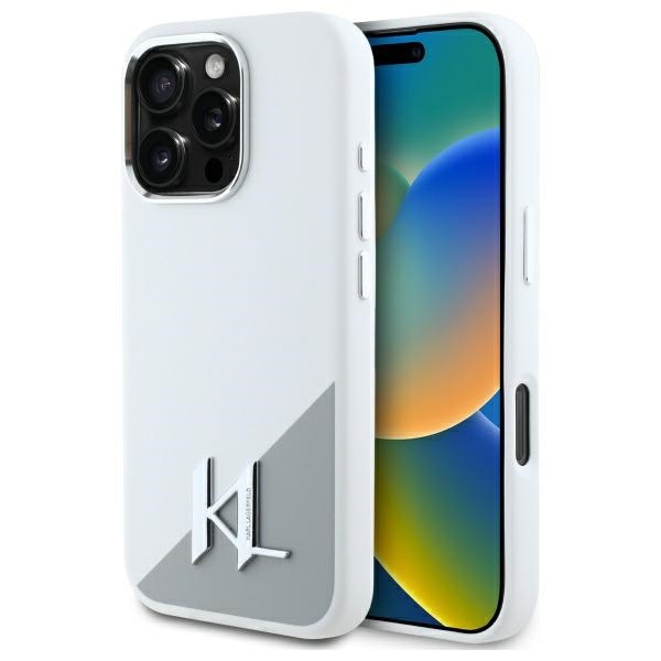 Husa pentru iPhone 16 Pro, Silicone MagSafe, Karl Lagerfeld - Alb