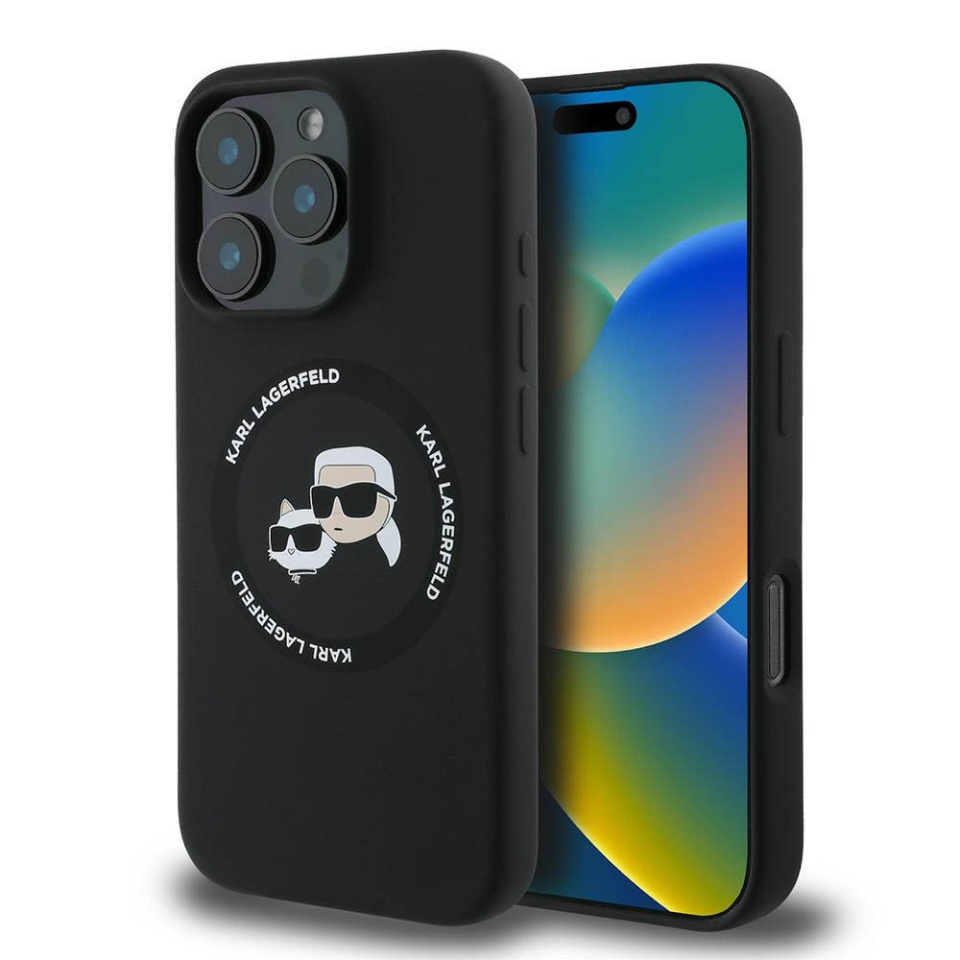 Husa pentru iPhone 16 Pro, Silicone MagSafe, Karl Lagerfeld - Negru