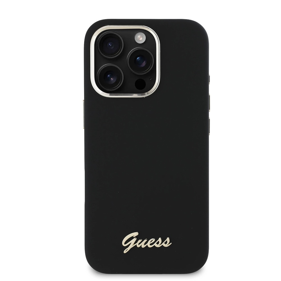 Husa pentru iPhone 16 Pro Silicone Script Metal Logo & Frame, Guess - Negru - 2 | YEO