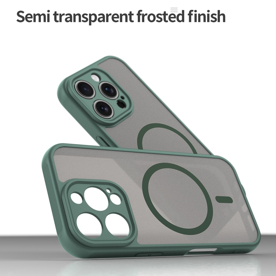 Husa pentru iPhone 16 Pro, SKYDDAR INNOVATION, HaloFrost MagSafe II, Antisoc, set cu sticker, Verde - 2 | YEO