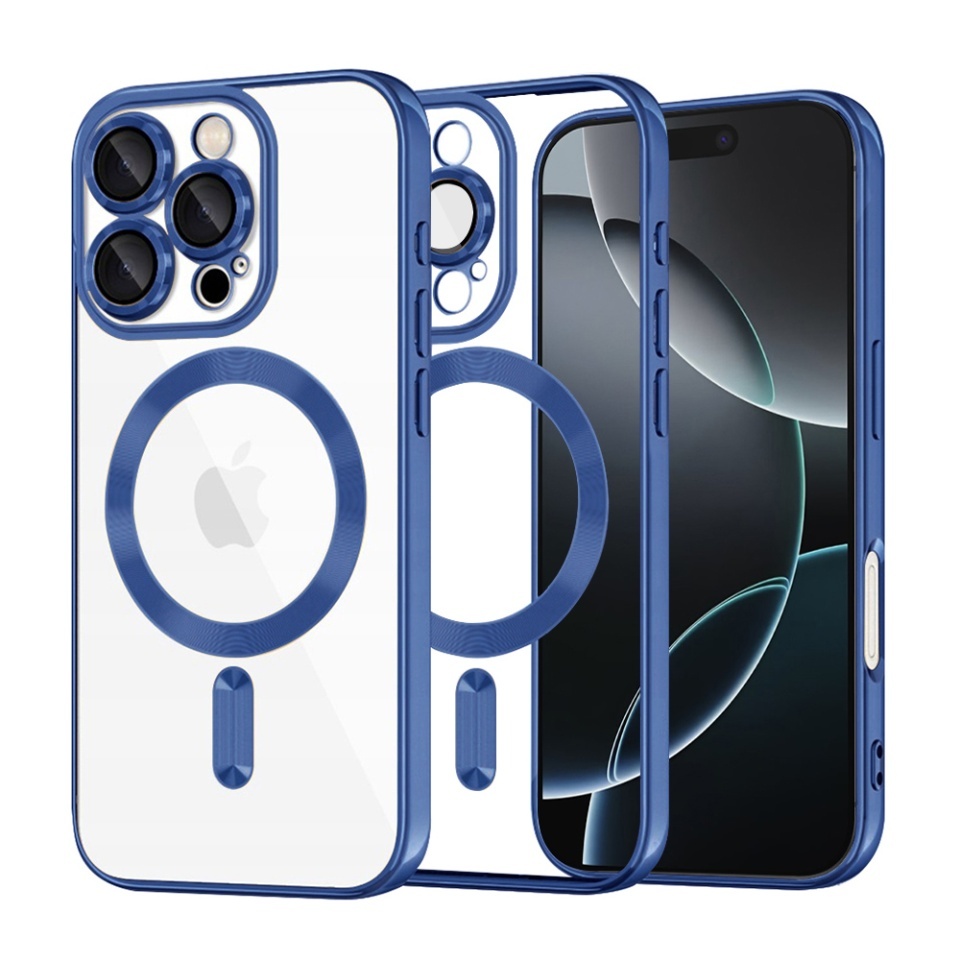Husa pentru iPhone 16 Pro, SKYDDAR INNOVATION, Luxury Shield Magsafe, Protectie Antisoc, set cu sticker, Albastru