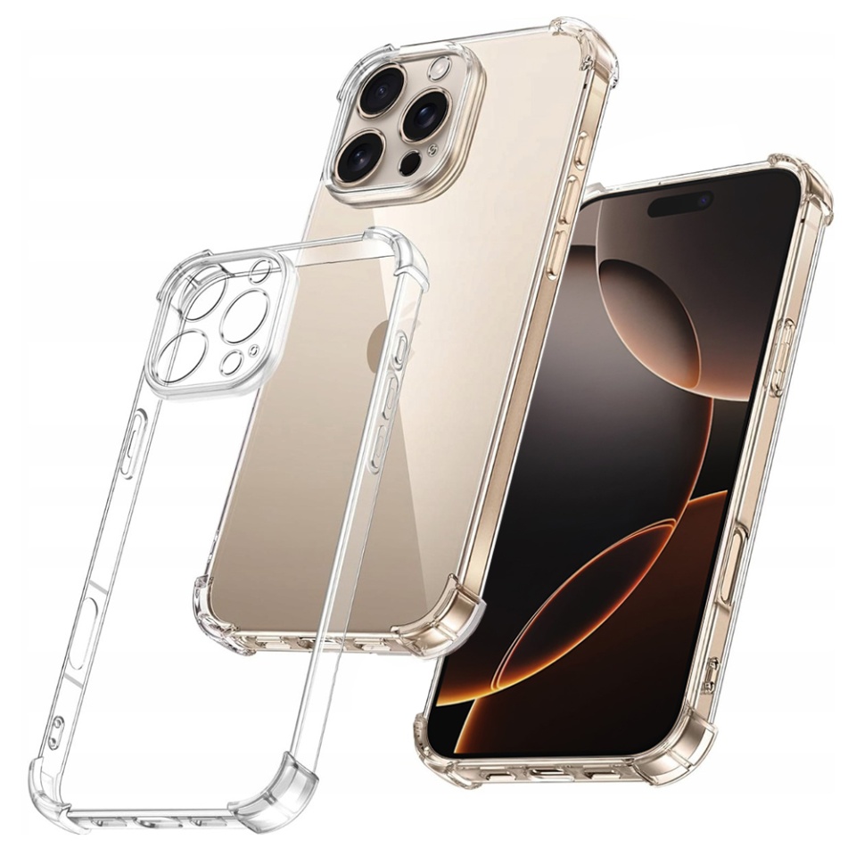 Husa pentru iPhone 16 Pro , SKYDDAR INNOVATION, Shockproof Clear din Silicon Slim, Transparenta, set cu sticker