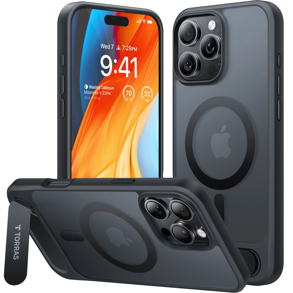 Husa pentru iPhone 16 Pro, Torras Pstand MagSafe, Negru - 1 | YEO