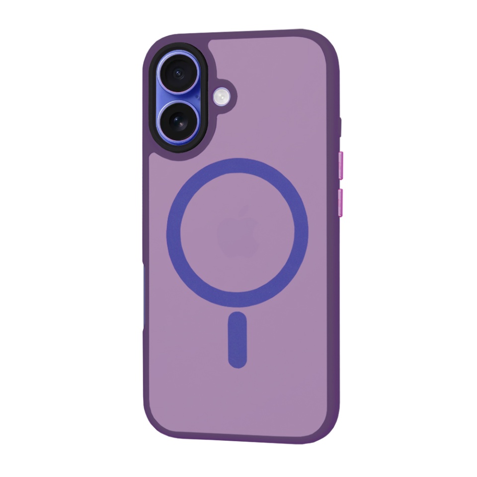 Husa pentru iPhone 16, SKYDDAR INNOVATION, HaloFrost MagSafe, Antisoc, set cu sticker, Mov inchis - 2 | YEO