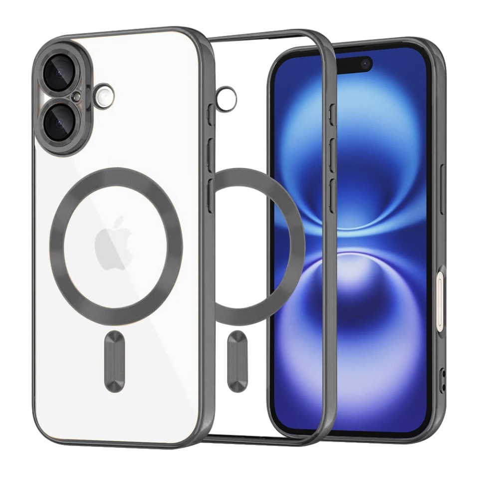 Husa pentru iPhone 16, SKYDDAR INNOVATION, Luxury Shield Magsafe, Protectie Antisoc, set cu sticker, Negru
