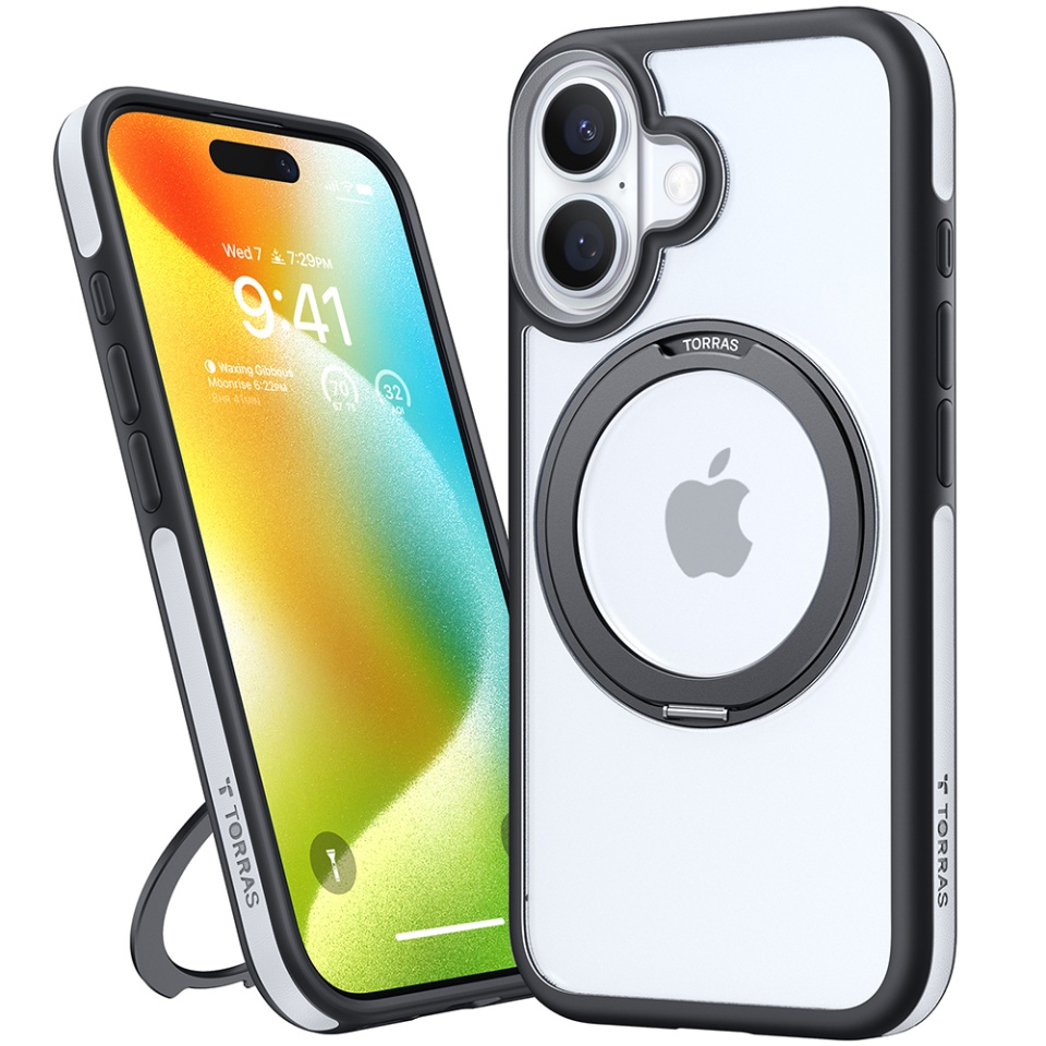 Husa pentru iPhone 16, Torras Ostand R Fusion MagSafe, Negru - 2 | YEO